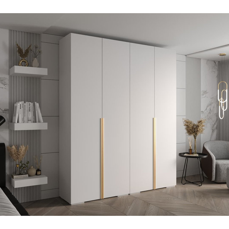 Batel 4 Door Manufactured Wood Wardrobe, White