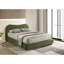 Grand lit tapissier en velours olive, tête de lit courbée, rangement, lit de style moderne avec tiroir de rangement,