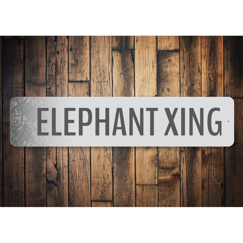 Enseigne d'éléphant en aluminium, H 4 po x l 18 po x P 0,04 po