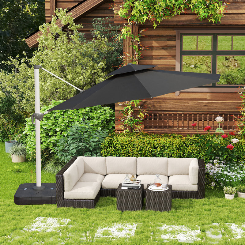 Parasol en porte-à-faux 115 "Khamaria, Noir