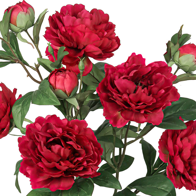 Bouquet de tiges de pivoines artificielles, Rouge