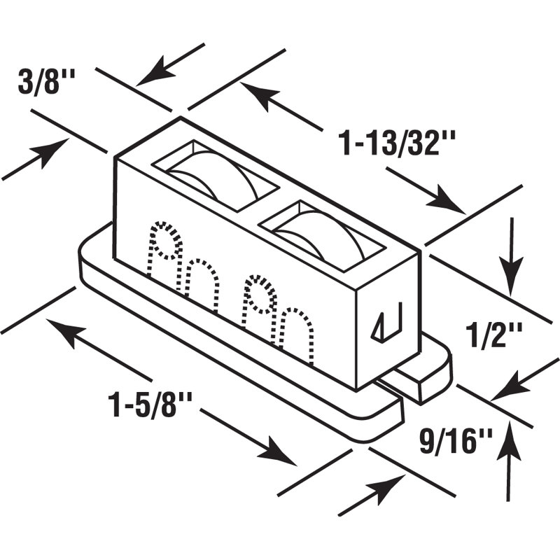 Sliding Window Roller Assembly, Nylon Rollers