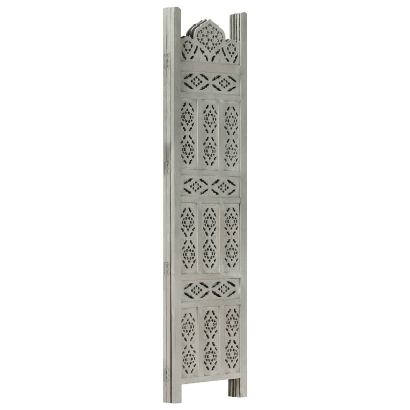 Bojanovice Solid Mango Wood Hand carved Room Divider, Grey