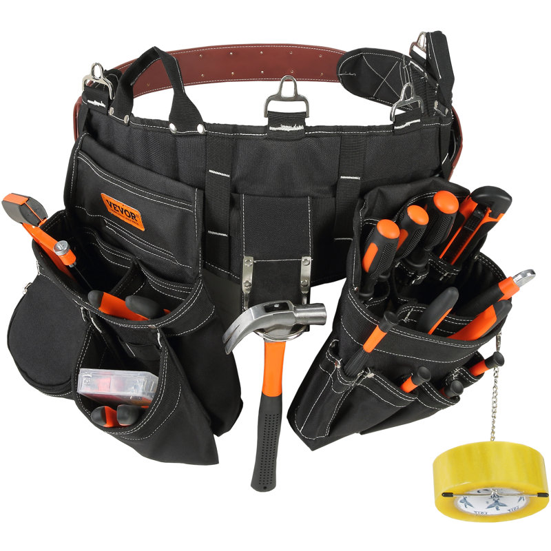 Tool Belt, 32 Pockets, Adjusts from 32 Inches to 54 Inches, Nylon Heavy Duty Tool Pouch Bag