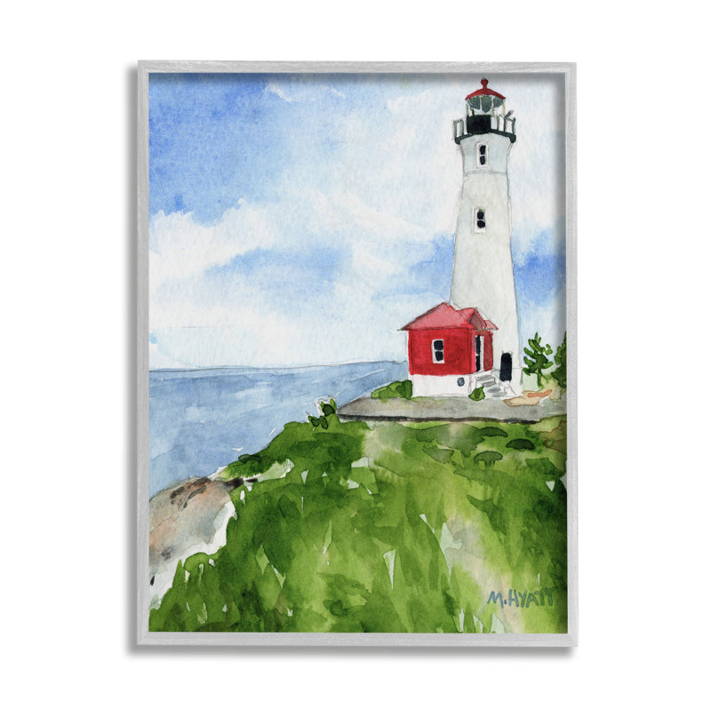 «Beach Cliff Lighthouse Ocean Overlook Landscape» par Melissa Hyatt LLC - impression sur toile, H 14 po x l 11 po