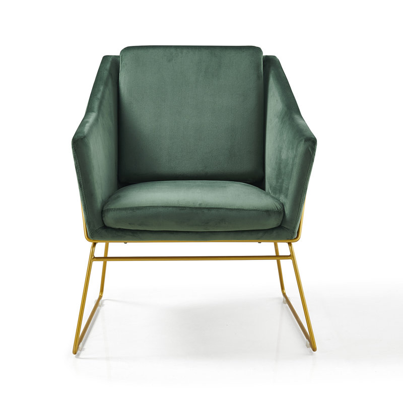 Fauteuil en velours de 27 pouces de large Lasca, Velours vert