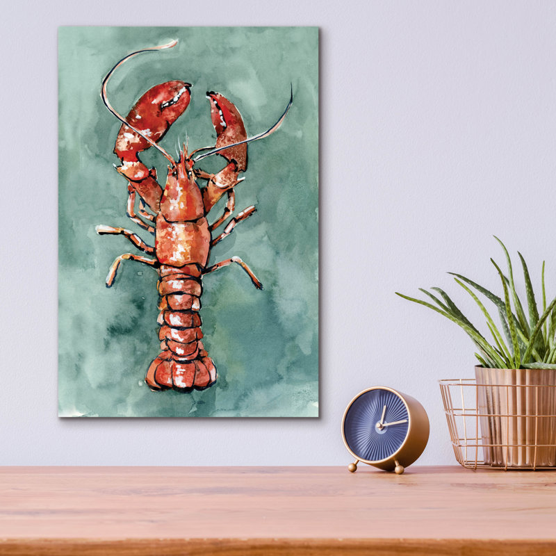 «Aquatic Lobster 2» par Emma Caroline, art mural en verre acrylique, 12 po x 16 po