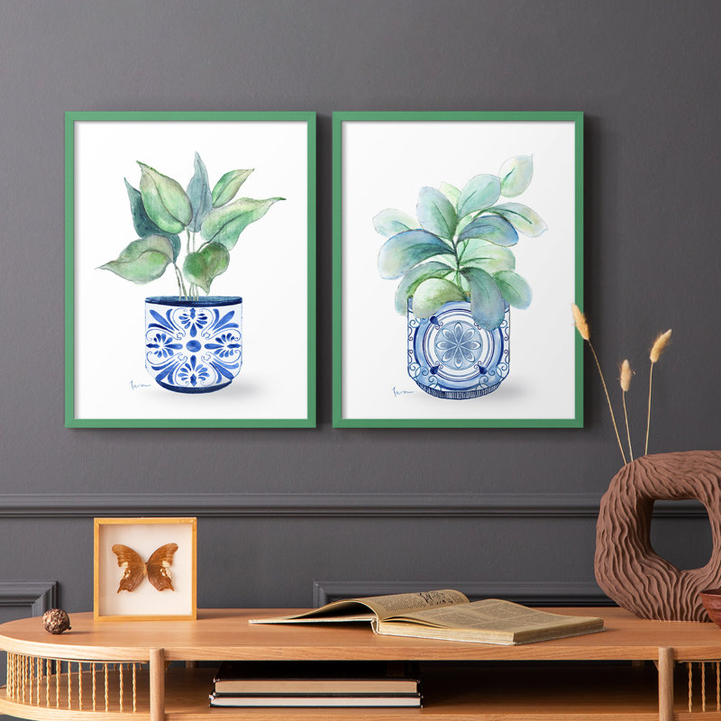 «Plant Chinoiserie I», reproduction encadrée de qualité supérieure - prête à être accrochée - aucun clou requis - aucun clou requis