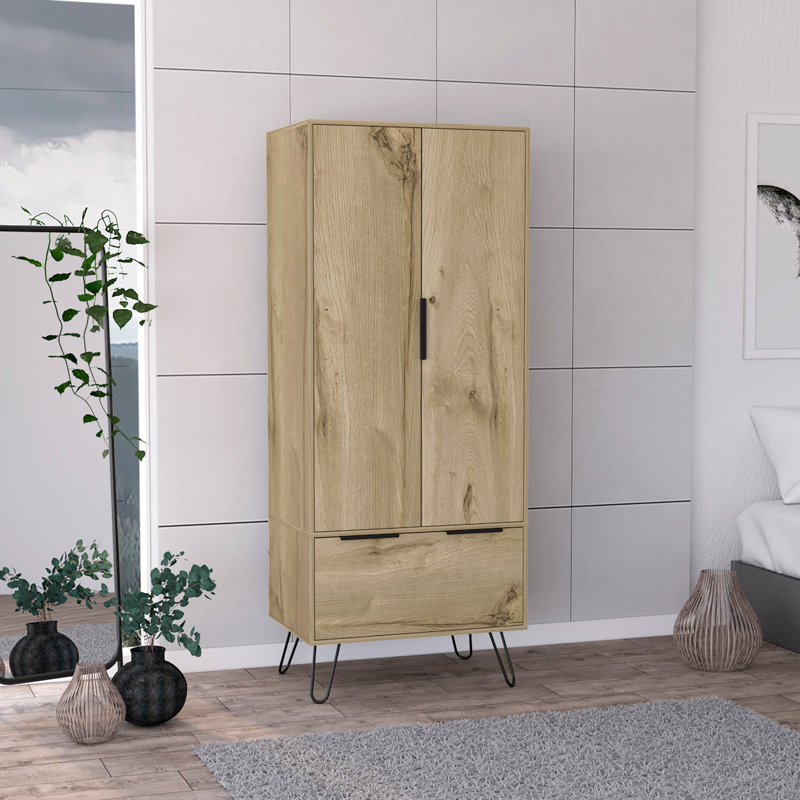 Armoire en bois avec 2 portes et 1 tiroir