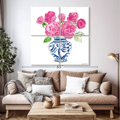 Harnek chinoiserie roses sur fond blanc I
