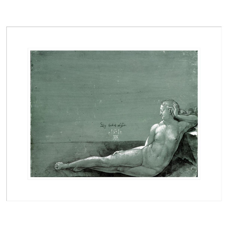 «Nu féminin inclinable» par Albrecht Dürer, impression giclée sur cadre, H 17,75 po x l 21,62 po