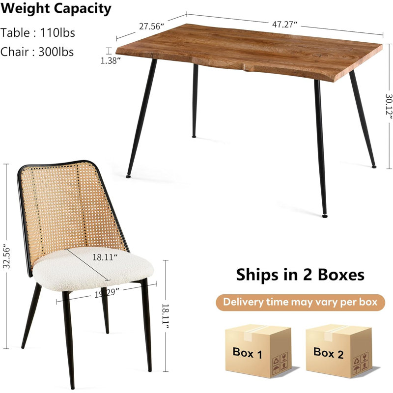 Serene Rectangular Table Set for 4, Beige