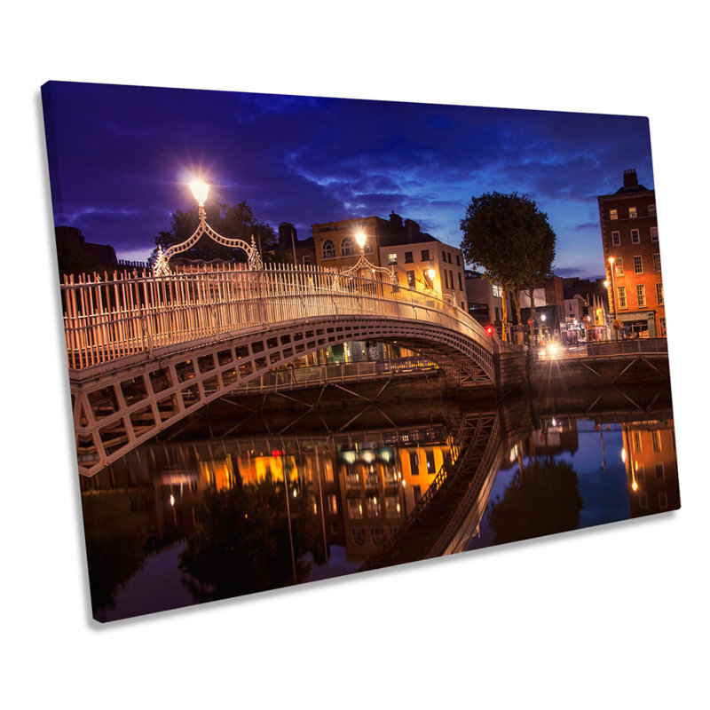 Dublin Ireland Ha'penny Bridge - Wrapped Canvas Print, 81.3cm H x 121.9cm W x 4cm D