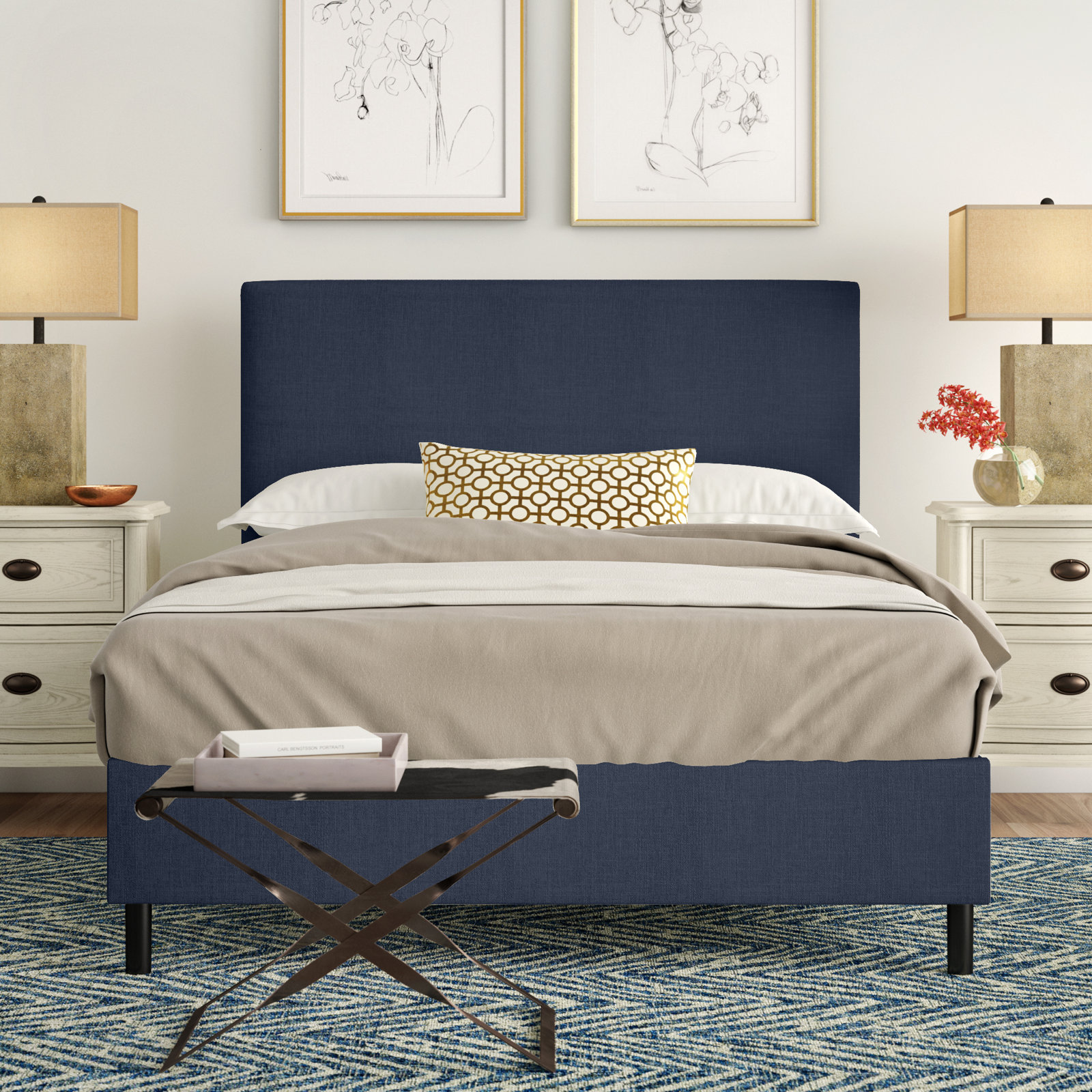 Eisley Upholstered Bed, California King, Classic Otter Performance Velvet