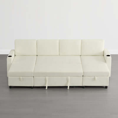108.6" Modern 4-Seater Pull Out Sofa Bed U-Shaped Sofa Couch with 2 Storage Chaise
