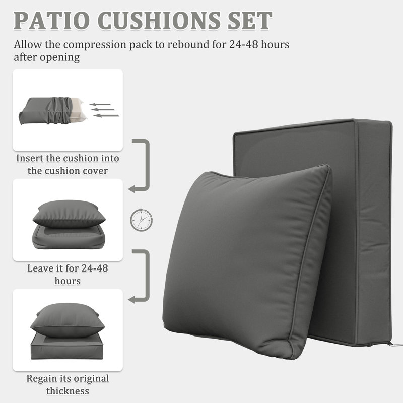 Outdoor Seat / Back Cushion, 19" W x 19" D, Light Gray