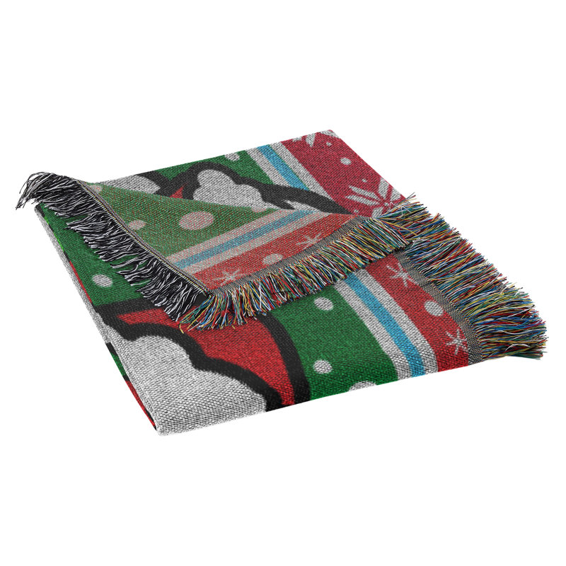 Hello Kitty Snowy Christmas Woven Tapestry Throw Blanket