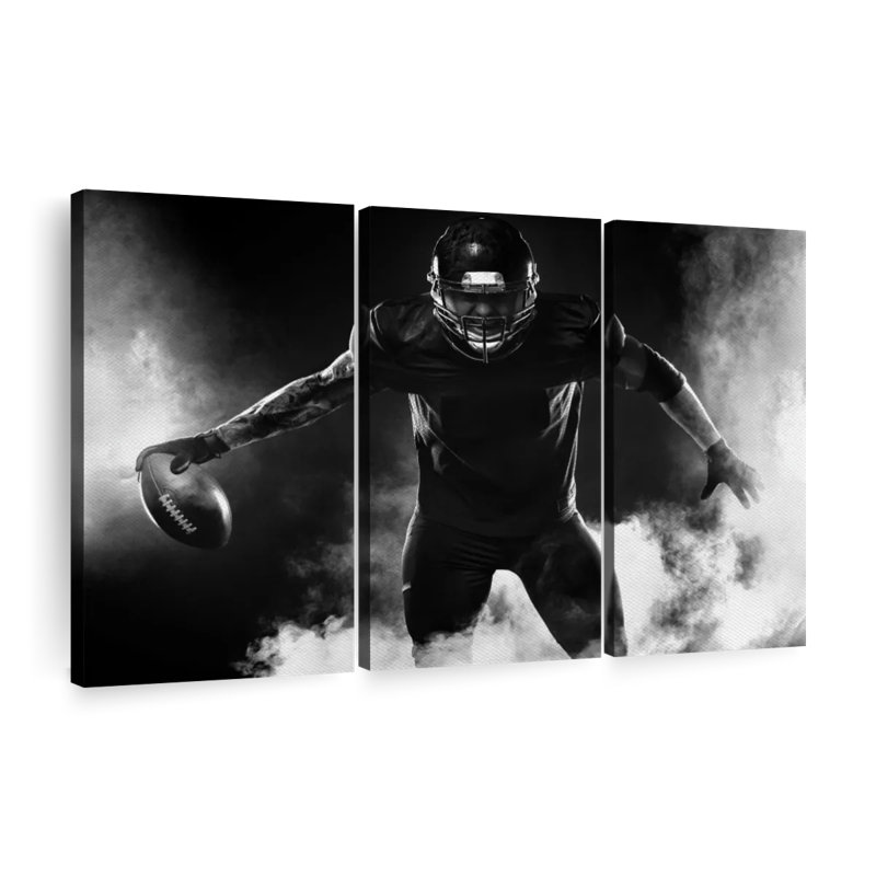 Joueur de football 3 pièces, H 36 po x l 57 po x P 1,25 po