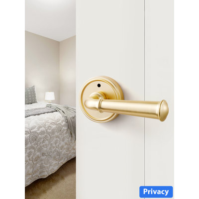MRML Brushed Gold Privacy Door Handle, Interior Light Gold Door Lever Bedroom Bathroom Privacy Gold Door Handle, Aluminium Alloy Handle Lever