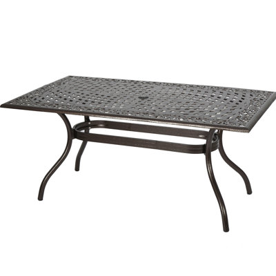 Rectangular Cast Aluminum Terrace Table - Boasting Breathtaking Floral And Umbrella Facility Outdoor Furniture Flaunting Captivating Feature