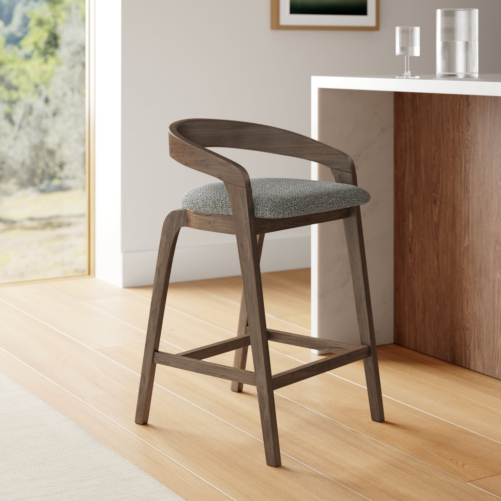 Piera Upholstered 27.36'' Counter Stool, Wenge