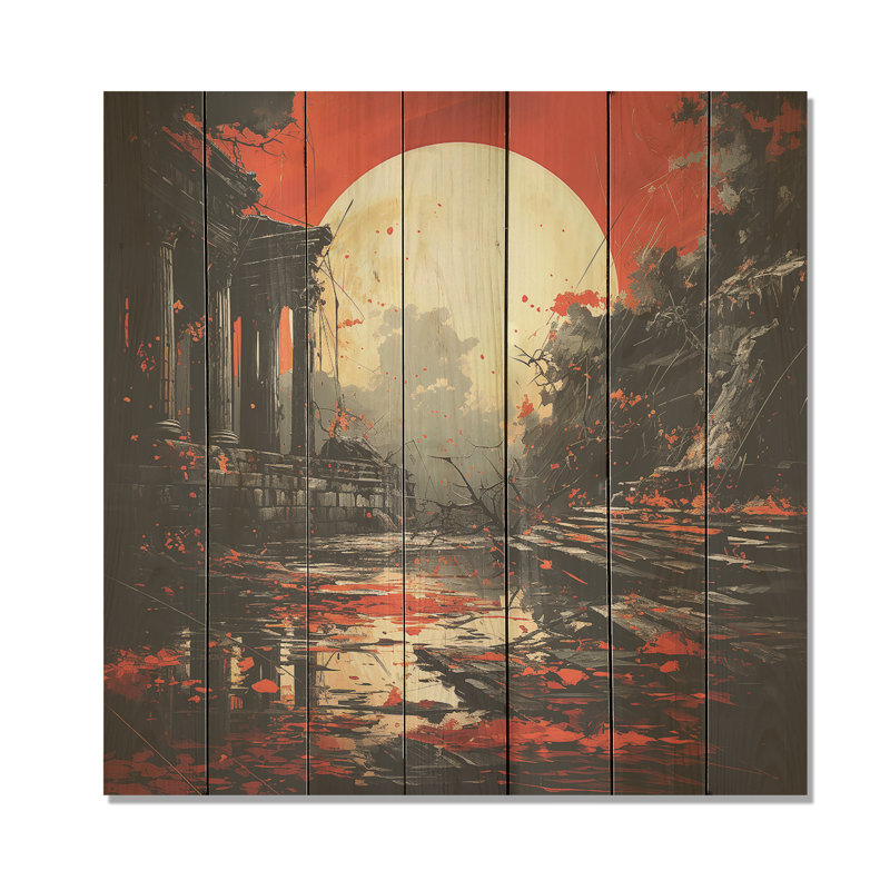 Grèce Carthages Fall Landscape II - Classics sur impression sur bois, H 15 po x l 15 po