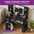 39.3" Makeup Vanity Table With LED Mirror, 4 Drawers, 7 Open Storage Shelves-798340682