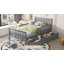 Lit plateforme en bois avec garde-corps et 2 tiroirs de rangement-1024330754