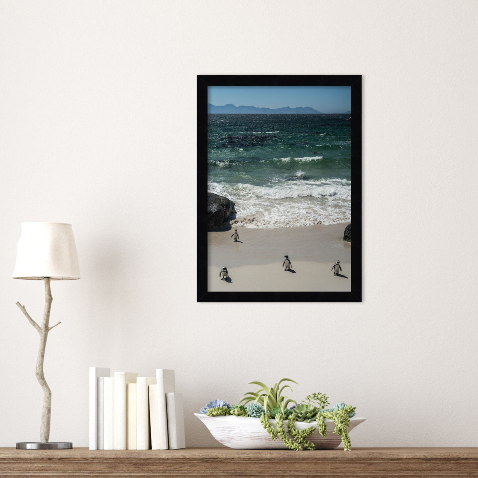 Coming In to the Beach by Shot by Clint Wood Framed Wall Art Print, Black, 17" H x 13" W