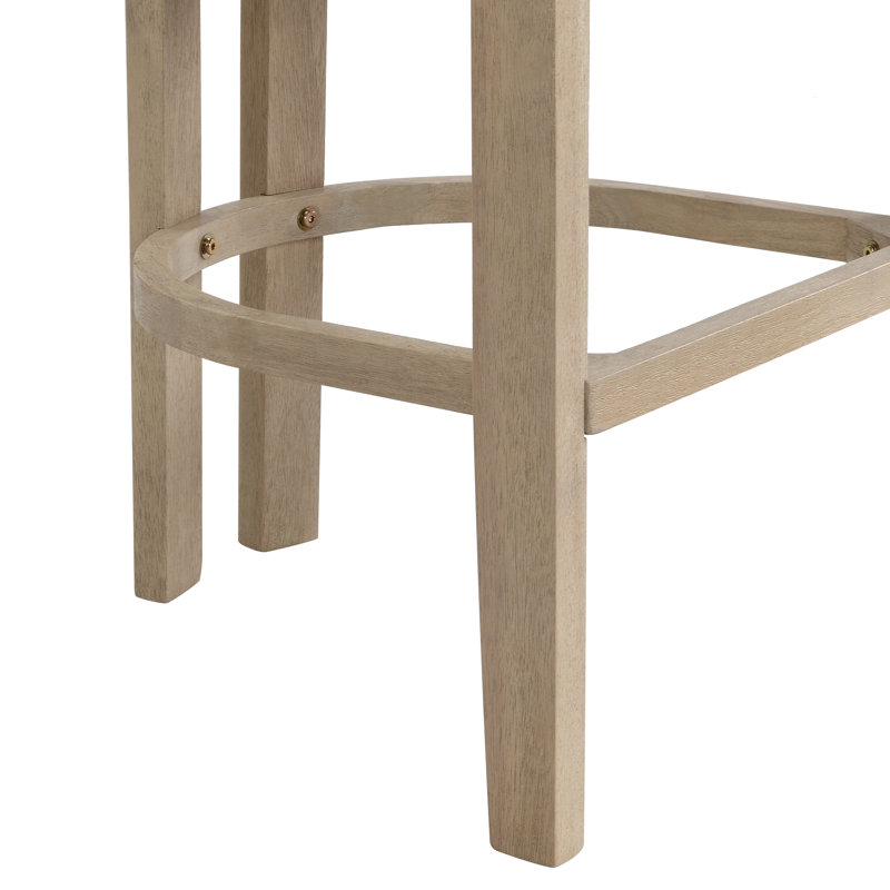 Laurentides 30" Seat Height Upholstered Bar Stools With Rubberwood Frame, Natural