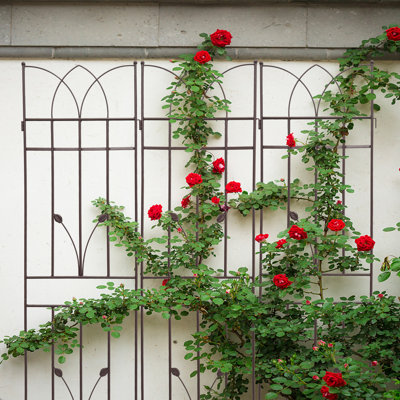 Ensemble de 2 treillis de jardin en métal 71 po x 17,7 po antirouille pour plantes grimpantes pour l'extérieur