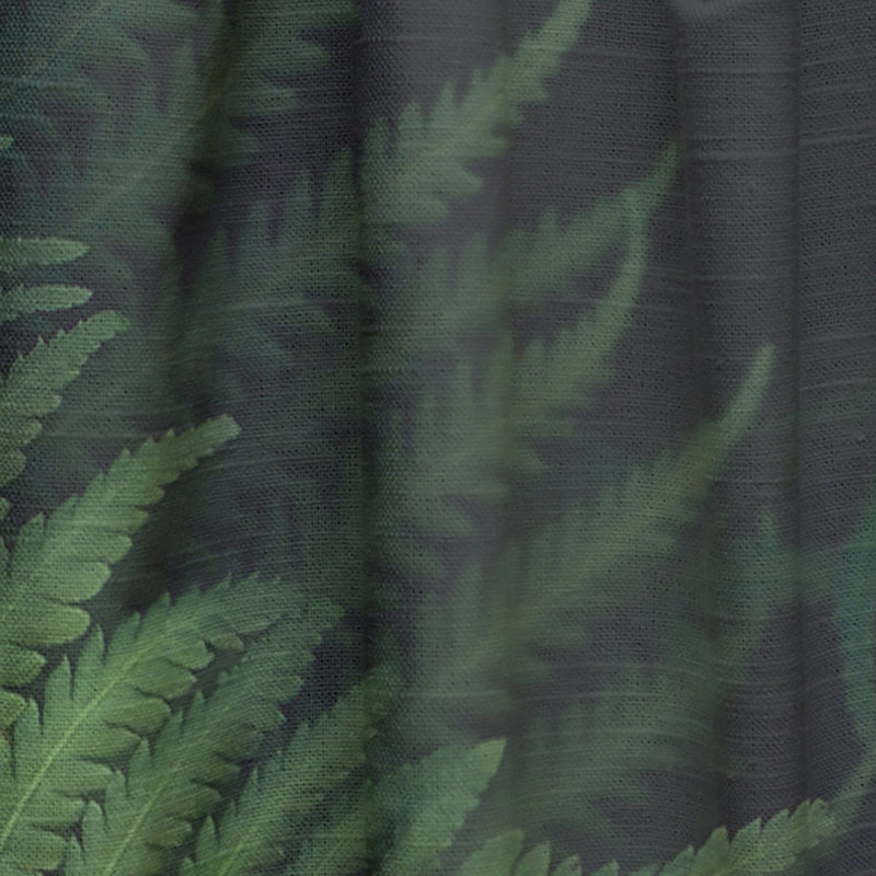 Feuillage tropical vert sur fond noir Lonie - Rideau tropical - Velours obscurcissant - 1 panneau, L 52 po x L 120 po