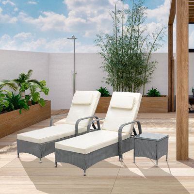 Aeri 793.55cm Long Reclining Double Chaise with Cushions and Table