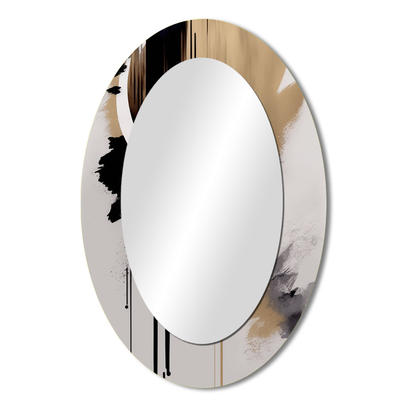 Miroir mural moderne noir, blanc et doré Expression III, 36 po x 24 po