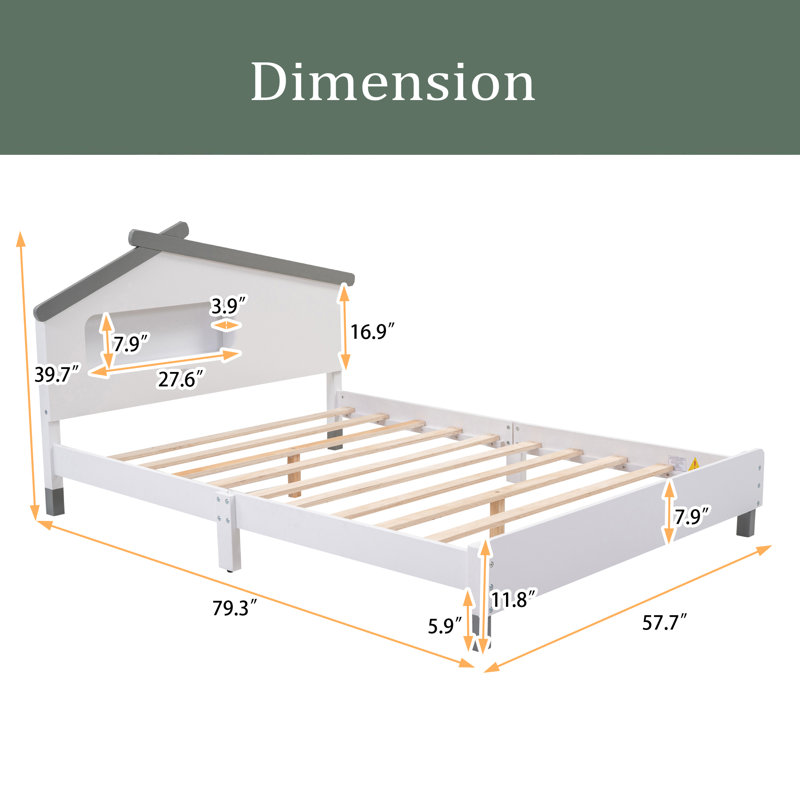 Isabelle &amp; Max™ Full Size Bed Frame With House-Shaped Headboard 