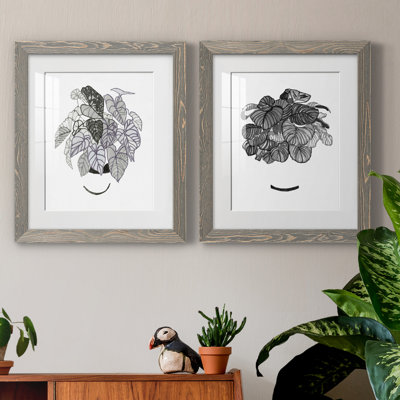 " B&W Indoor Plant I " 2 Piece Art Print