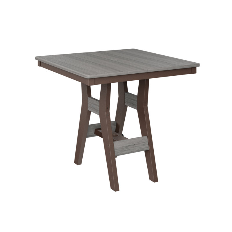 Harbor Outdoor Square Dining Table, Driftwood Gray, 30.37" H x 33" W x 33" D, Chocolate Brown