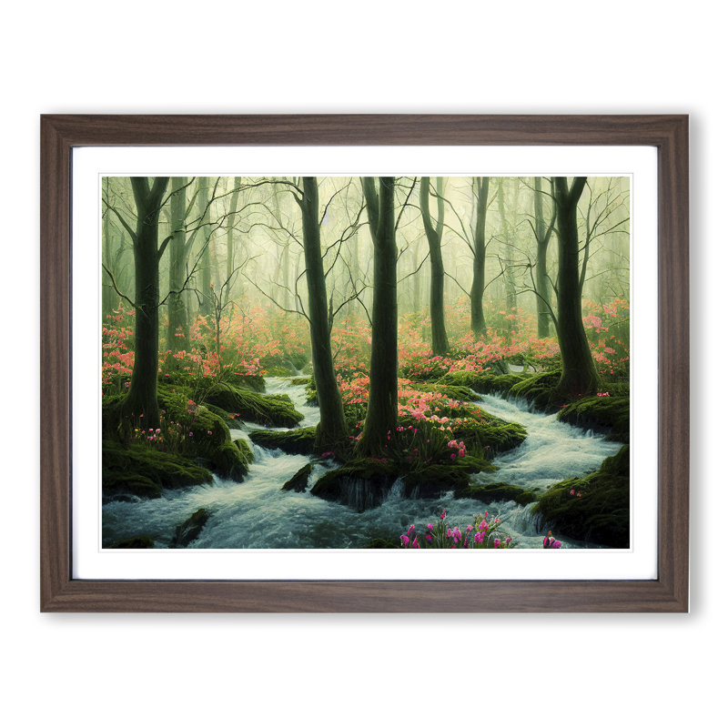 Ethereal Spring Forest - Framed Print, 25cm H x 34cm W x 2cm D, Walnut
