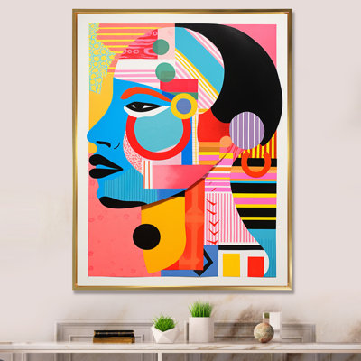 Deconstructed Pop Art Portrait Of Retro Woman - Abstract Painting Canvas Print