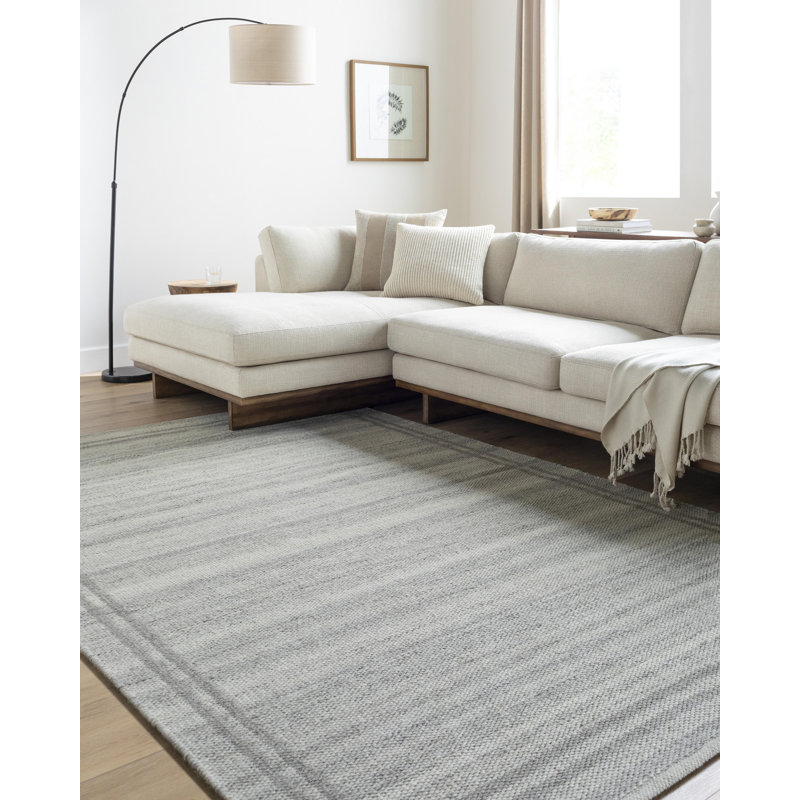 Lavande Striped Wool Area Rug, Rectangle 6' x 9'
