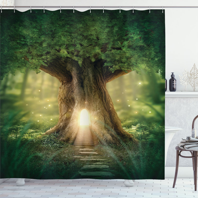Shower Curtain with Hooks Included, 70"H x 69"W