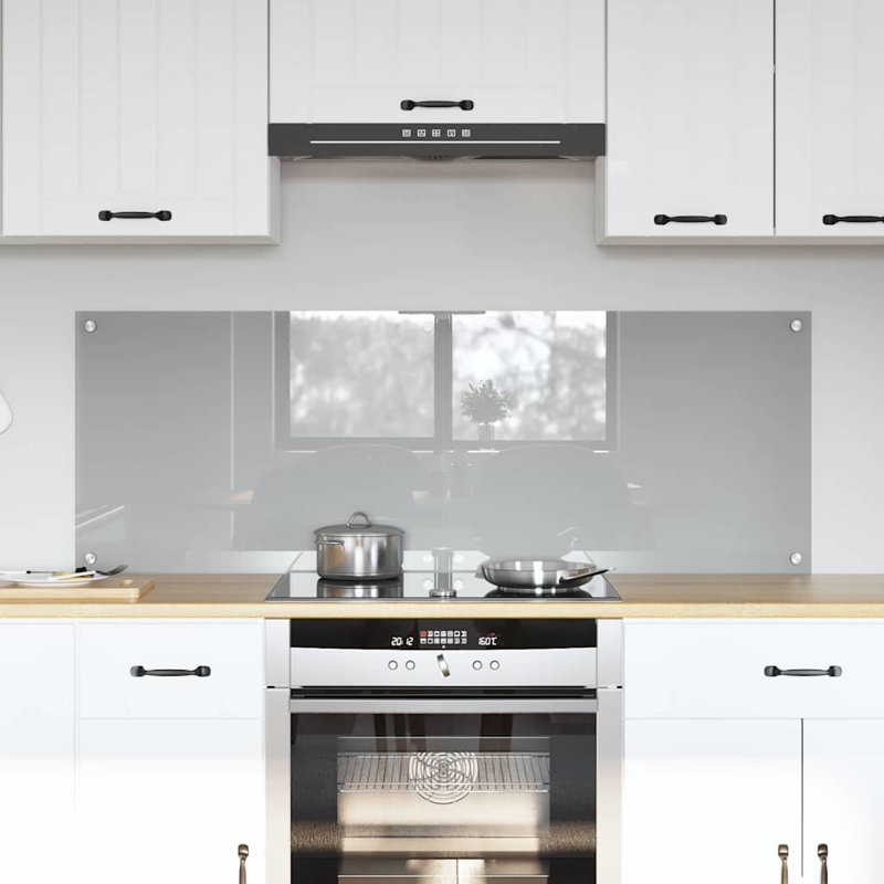 Vidaxl Kitchen Backsplash White 80 X 40 Cm Tempered Glass, 50cm H x 70cm W, Light Grey