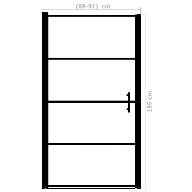 Kruger Hinged Semi-Frameless Shower Door with Frosted Glass, 195cm H x 89cm W