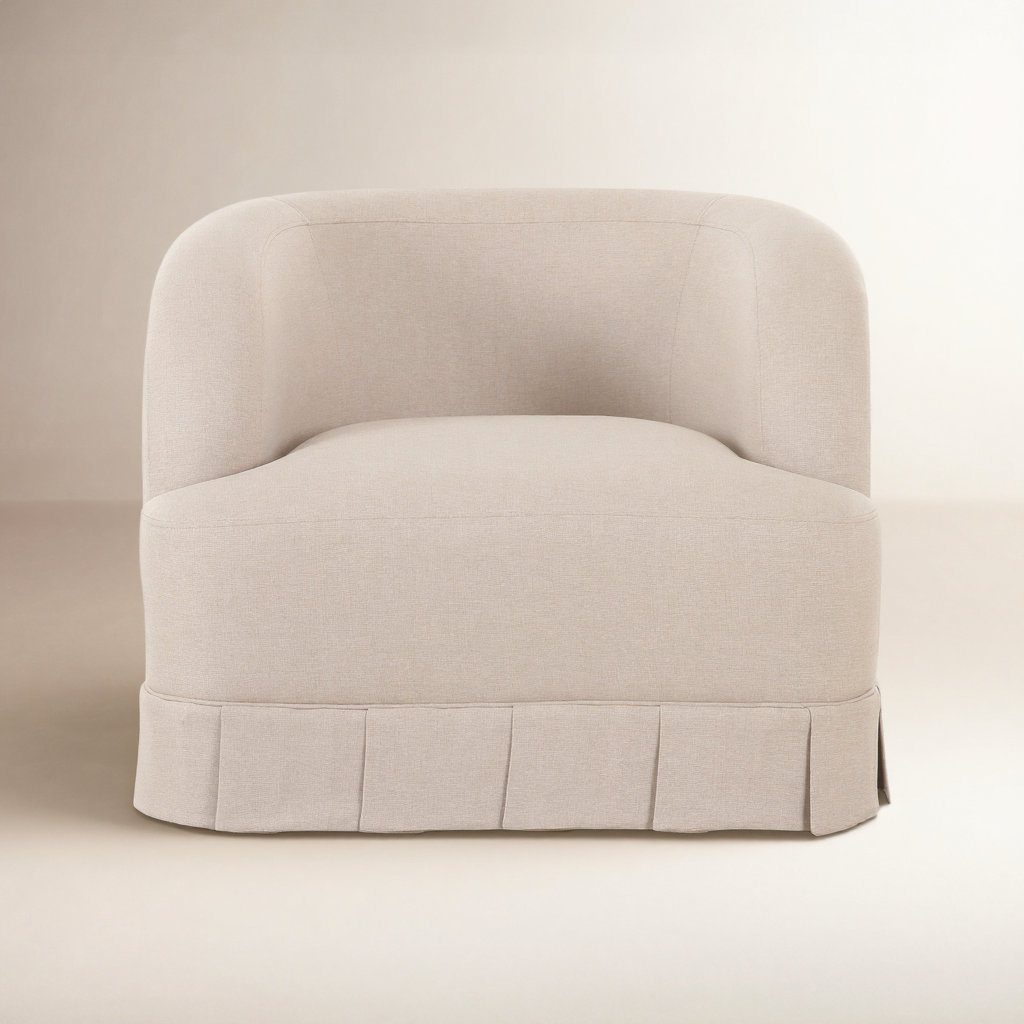 Milo Swivel Chair, Beige Polyester