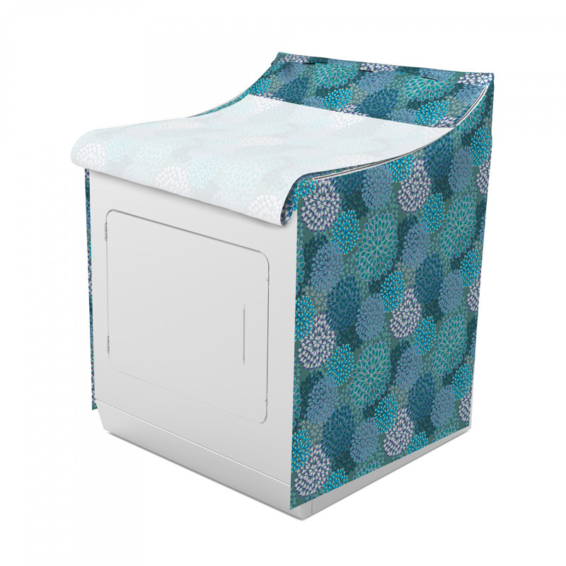 Housse pour machine à laver abstraite, Bleu, Floral 2
