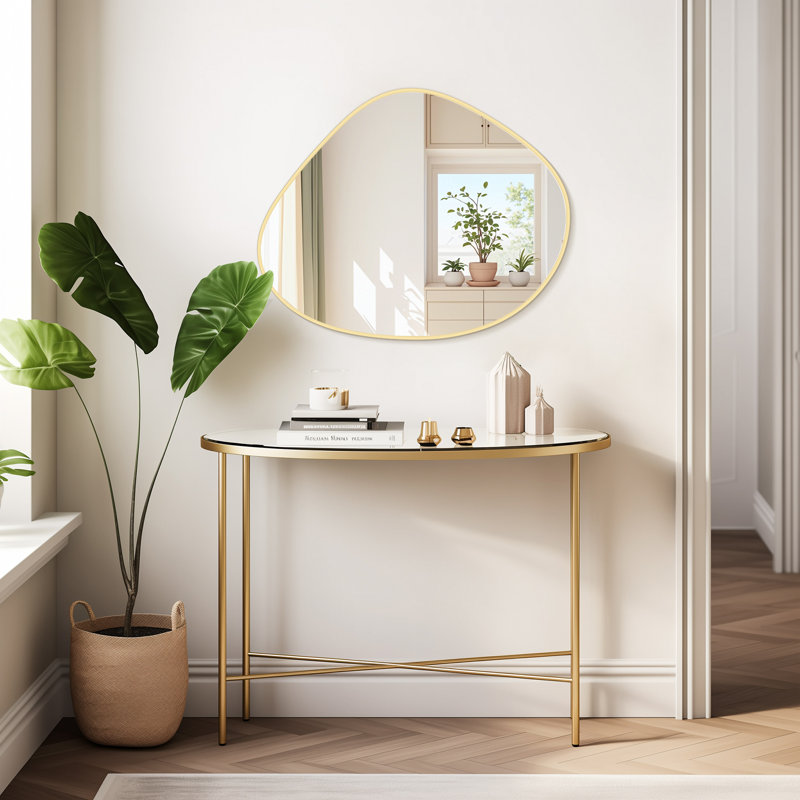 Miroir mural irrégulier, miroir en bois asymétrique, Doré