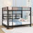 Queen Over Queen Bunk Bed With Multicolor LED And Side Storage Shelves,Ladder