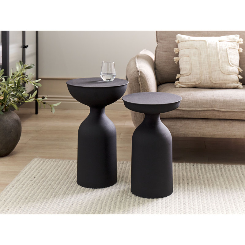 Cidalina Pedestal Side Table Set, Black