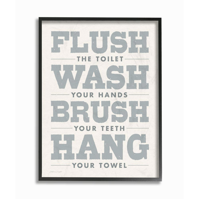 «Flush Wash Brush Hang Bold» gris et blanc texturé par l'artiste Stephanie Workman Marrott - reproduction d'art textuel