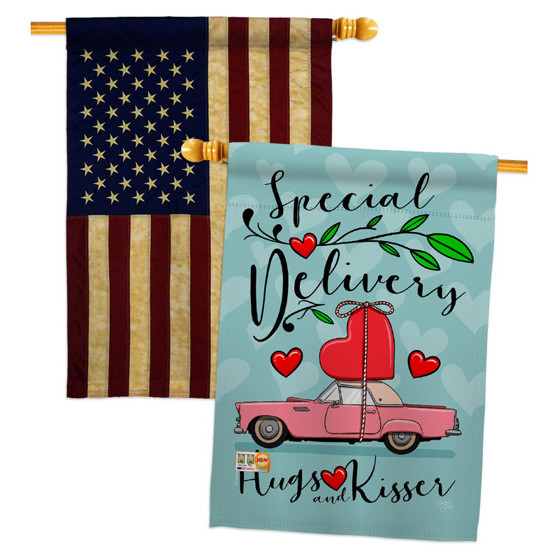 Double Sided 40'' H x 28'' W Polyester Valentine's Day House Flag